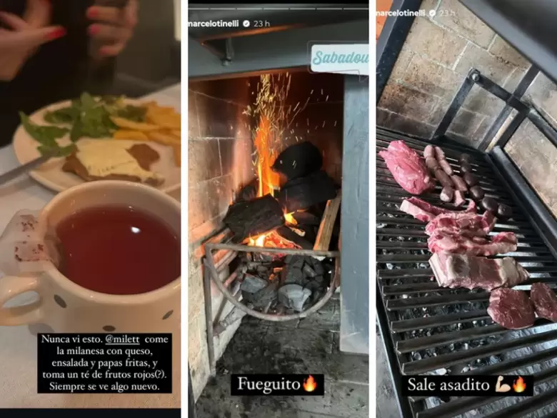 Tinelli le prepar un asado a Milett. (Minuto AR)