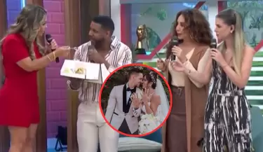 Melissa Paredes enva torta de bodas a Edson Dvila