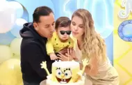 Brunella Horna y Richard Acua celebran los 10 meses de su hijo Alessio fiesta temtica de Bob Esponja