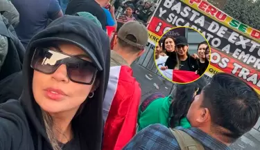 Pamela Lpez particip en el paro de transportistas en Lima.